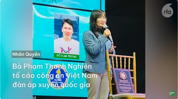 Bà Phạm Thanh Nghiên tố cáo Việt Nam đàn áp xuyên quốc gia